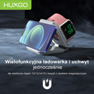 HUXGO® Mag-Safe Charging Station for Mobile Phone, iPhone and SmartWatch, Wireless Charger, 3-in-1 Foldable Magnetic, Portable Charging Station with Overcharge Protection - BY-MF82_W White