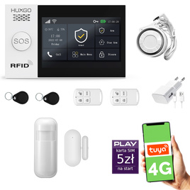 HUXGO® HXA007 - Wireless security system WiFi + GSM 4G LTE with 1x Motion Detector & 1x Door / window sensor | Home Alarm System SET with App TUYA