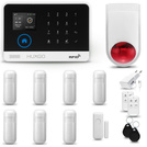 HUXGO® HXA003 - Sistema di allarme wireless WiFi + GSM con 7x Rilevatore di movimento & 1x Sensore per porte e finestre con Sirena senza fili | Allarme casa senza fili Kit con app TUYA