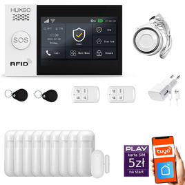 HUXGO® HXA007 - Wireless security system WiFi + GSM with 9x Motion Detector & 1x Door / window sensor | Home Alarm System SET with App TUYA