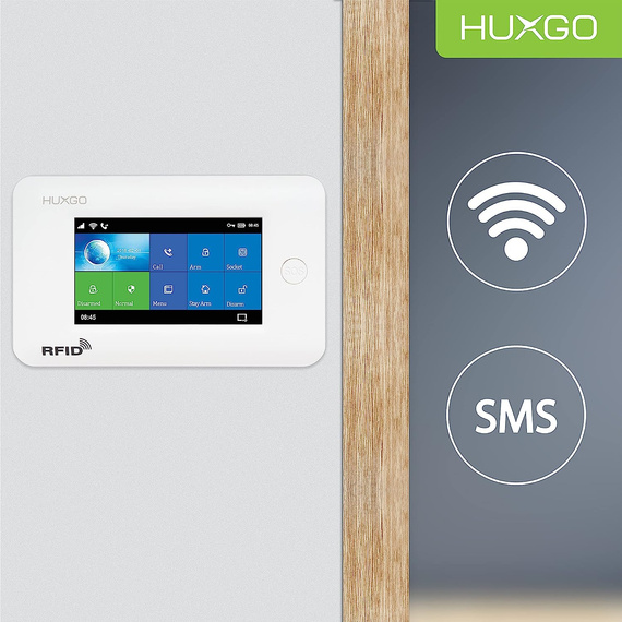 HUXGO® HXA006 - Funk Alarmanlage System WiFi + GSM 4G mit 9x Bewegungsmelder PIR & 1x Fenster und Türsensor sensor | Kabellose Alarmanlage SET mit TUYA App