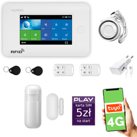 HUXGO® HXA006 - Système de sécurité sans fil Wi-Fi + GSM 4G avec 1x Détecteur de Mouvement & 1x Détecteur pour porte et fenêtre |  Système d'alarme domestique avec l'application TUYA