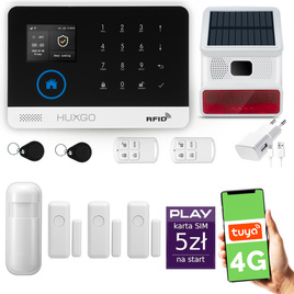 HUXGO® HXA003 - Wireless security system WiFi + GSM 4G LTE with 1x Motion Detector & 3x Door / window sensor with Wireless Siren | Home Alarm System SET with App TUYA