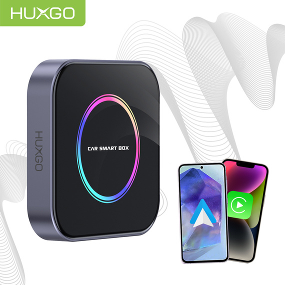 HUXGO® Adaptateur sans fil 3-en-1 CarPlay et Android Auto compatible avec les appareils Apple et Android