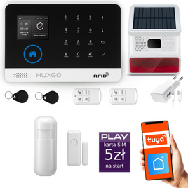 HUXGO® HXA003 - Wireless security system WiFi + GSM with 1x Motion Detector & 1x Door / window sensor with Wireless Siren | Home Alarm System SET with App TUYA