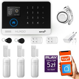 HUXGO® HXA003 - Wireless security system WiFi + GSM with 3x Motion Detector & 3x Door / window sensor | Home Alarm System SET with App TUYA