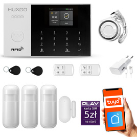 HUXGO® HXA005 - Wireless security system WiFi + GSM with 3x Motion Detector & 1x Door / window sensor | Home Alarm System SET with App TUYA