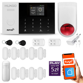 HUXGO® HXA005 - Wireless security system WiFi + GSM with 1x Motion Detector & 9x Door / window sensor with Wireless Siren | Home Alarm System SET with App TUYA