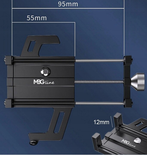 MBG line® BM PRO MH29A - Aluminum universal phone holder for bike, scooter, motorcycle with 360 Rotates