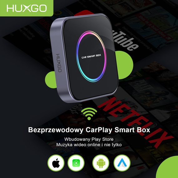 HUXGO® Adaptador inalámbrico 3-en-1 CarPlay y Android Auto compatible con dispositivos Apple y Android