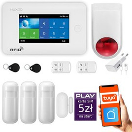 HUXGO® HXA006 - Wireless security system WiFi + GSM with 3x Motion Detector & 1x Door / window sensor with Wireless Siren | Home Alarm System SET with App TUYA