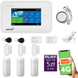 HUXGO® HXA006 - Wireless security system WiFi + GSM 4G with 3x Motion Detector & 3x Door / window sensor | Home Alarm System SET with App TUYA