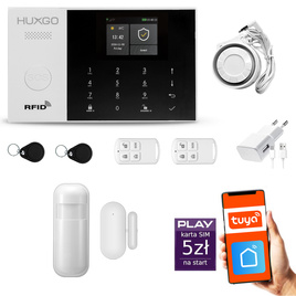 HUXGO® HXA005 - Wireless security system WiFi + GSM with 1x Motion Detector & 1x Door / window sensor | Home Alarm System SET with App TUYA