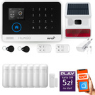 HUXGO® HXA003 - Sistema di allarme wireless WiFi + GSM con 7x Rilevatore di movimento & 1x Sensore per porte e finestre con Sirena senza fili | Allarme casa senza fili Kit con app TUYA