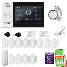 HUXGO® HXA007 - Wireless security system WiFi + GSM 4G LTE with 1x Motion Detector & 12x Door / window sensor | Home Alarm System SET with App TUYA