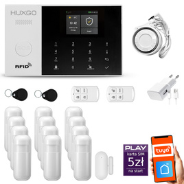 HUXGO® HXA005 - Wireless security system WiFi + GSM with 12x Motion Detector & 1x Door / window sensor | Home Alarm System SET with App TUYA