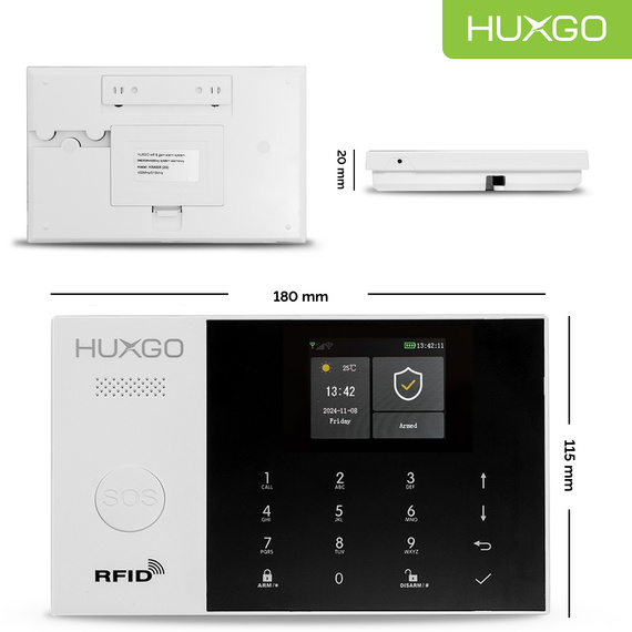 HUXGO® HXA005 2G - Control panel of the Alarm System with WiFi and GSM | Control via Tuya Smart