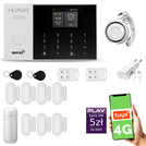HUXGO® HXA005 - Funk Alarmanlage System WiFi + GSM 4G LTE mit 1x Bewegungsmelder PIR & 7x Fenster und Türsensor sensor | Kabellose Alarmanlage SET mit TUYA App