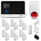 HUXGO® HXA003 - Sistema de seguridad inalámbrico WiFi + GSM con 1x detector de movimiento y 12x sensor para puerta / ventana con sirena inalámbrica | Kit de sistema de alarma para el hogar con App TUYA