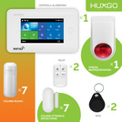 HUXGO® HXA006 - Wireless security system WiFi + GSM 4G with 7x Motion Detector & 7x Door / window sensor with Wireless Siren | Home Alarm System SET with App TUYA
