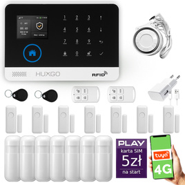 HUXGO® HXA003 - Wireless security system WiFi + GSM 4G LTE with 7x Motion Detector & 7x Door / window sensor | Home Alarm System SET with App TUYA