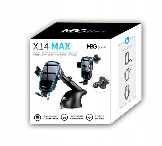 MBG line® X14 MAX - Handyhalterung fürs Auto mit kabellosem Ladegerät für Telefone von 4,7 bis 6,9 Zoll