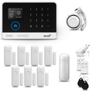 HUXGO® HXA003 - Sistema di allarme wireless WiFi + GSM 4G LTE con 1x Rilevatore di movimento & 7x Sensore per porte e finestre | Allarme casa senza fili Kit con app TUYA