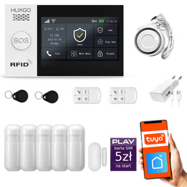 HUXGO® HXA007 - Wireless security system WiFi + GSM with 5x Motion Detector & 1x Door / window sensor | Home Alarm System SET with App TUYA