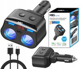 MBG line® HC69PD -  Cigarette lighter socket splitter Voltmeter Charger 2 x USB QC3.0