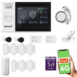 HUXGO® HXA007 - Wireless security system WiFi + GSM 4G LTE with 1x Motion Detector & 7x Door / window sensor | Home Alarm System SET with App TUYA