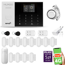 HUXGO® HXA005 - Wireless security system WiFi + GSM 4G LTE with 1x Motion Detector & 12x Door / window sensor | Home Alarm System SET with App TUYA