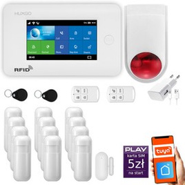 HUXGO® HXA006 - Wireless security system WiFi + GSM with 12x Motion Detector & 1x Door / window sensor with Wireless Siren | Home Alarm System SET with App TUYA