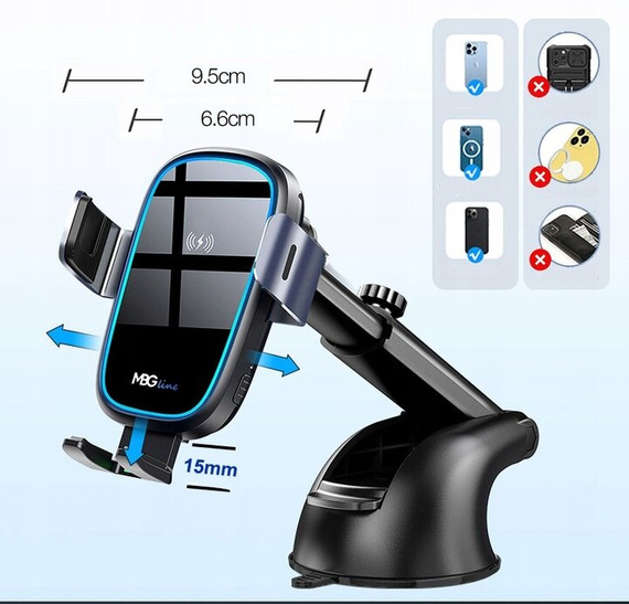 MBG line® X14 MAX - Handyhalterung fürs Auto mit kabellosem Ladegerät für Telefone von 4,7 bis 6,9 Zoll