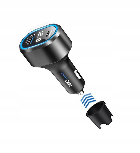 MBG line® PD79AD - Chargeur de voiture avec voltmètre - Adaptateur USB pour allume-cigare