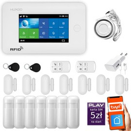 HUXGO® HXA006 - Funk Alarmanlage System WiFi + GSM mit 7x Bewegungsmelder PIR & 7x Fenster und Türsensor sensor | Kabellose Alarmanlage SET mit TUYA App