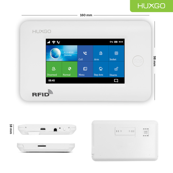 HUXGO® HXA006 - Wireless security system WiFi + GSM 4G with 7x Motion Detector & 1x Door / window sensor | Home Alarm System SET with App TUYA