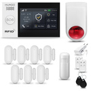 HUXGO® HXA007 - Sistema de seguridad inalámbrico WiFi + GSM con 1x detector de movimiento y 7x sensor para puerta / ventana con sirena inalámbrica | Kit de sistema de alarma para el hogar con App TUYA