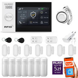 HUXGO® HXA007 - Wireless security system WiFi + GSM with 7x Motion Detector & 7x Door / window sensor | Home Alarm System SET with App TUYA