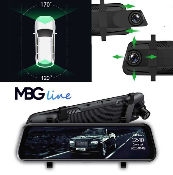MBG line® HS900 Pro - Grabadora de espejo retrovisor para coche - Cámara de aparcamiento Pro en carretera 2K + FHD