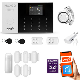 HUXGO® HXA005 - Wireless security system WiFi + GSM with 1x Motion Detector & 5x Door / window sensor | Home Alarm System SET with App TUYA