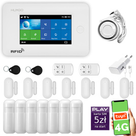 HUXGO® HXA006 - Wireless security system WiFi + GSM 4G with 7x Motion Detector & 7x Door / window sensor | Home Alarm System SET with App TUYA