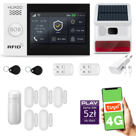 HUXGO® HXA007 - Wireless security system WiFi + GSM 4G LTE with 1x Motion Detector & 5x Door / window sensor with Wireless Siren | Home Alarm System SET with App TUYA