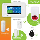 HUXGO® HXA006 - Wireless security system WiFi + GSM with 9x Motion Detector & 9x Door / window sensor with Wireless Siren | Home Alarm System SET with App TUYA