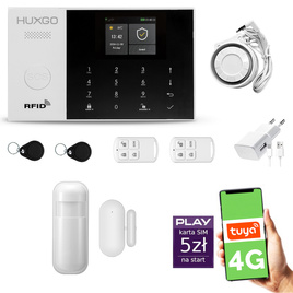 HUXGO® HXA005 - Wireless security system WiFi + GSM 4G LTE with 1x Motion Detector & 1x Door / window sensor | Home Alarm System SET with App TUYA