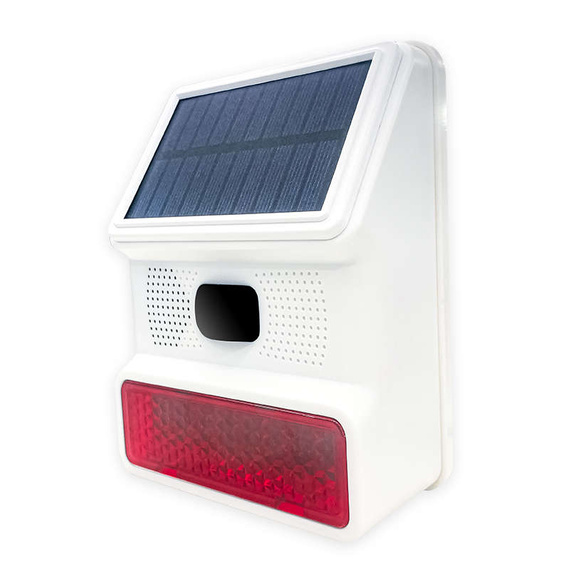 HUXGO® HXA523 Wireless Alarm Siren with Solar Panel - Anti-Tamper - Optical and Acoustic Signals 100dB