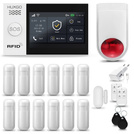 HUXGO® HXA007 - Sistema di allarme wireless WiFi + GSM con 12x Rilevatore di movimento & 1x Sensore per porte e finestre con Sirena senza fili | Allarme casa senza fili Kit con app TUYA