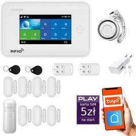 HUXGO® HXA006 - Funk Alarmanlage System WiFi + GSM mit 1x Bewegungsmelder PIR & 7x Fenster und Türsensor sensor | Kabellose Alarmanlage SET mit TUYA App