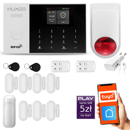 HUXGO® HXA005 - Wireless security system WiFi + GSM with 1x Motion Detector & 7x Door / window sensor with Wireless Siren | Home Alarm System SET with App TUYA