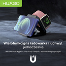 HUXGO® Mag-Safe Charging Station for Mobile Phone, iPhone and SmartWatch, Wireless Charger, 3-in-1 Foldable Magnetic, Portable Charging Station with Overcharge Protection - BY-MF82_B Black