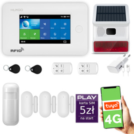 HUXGO® HXA006 - Wireless security system WiFi + GSM 4G  with 1x Motion Detector & 3x Door / window sensor with Wireless Siren | Home Alarm System SET with App TUYA